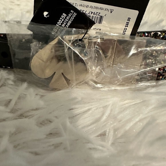 NWT! KATE SPADE GLITTERED SLIVER SPADE BELT - Picture 2 of 4